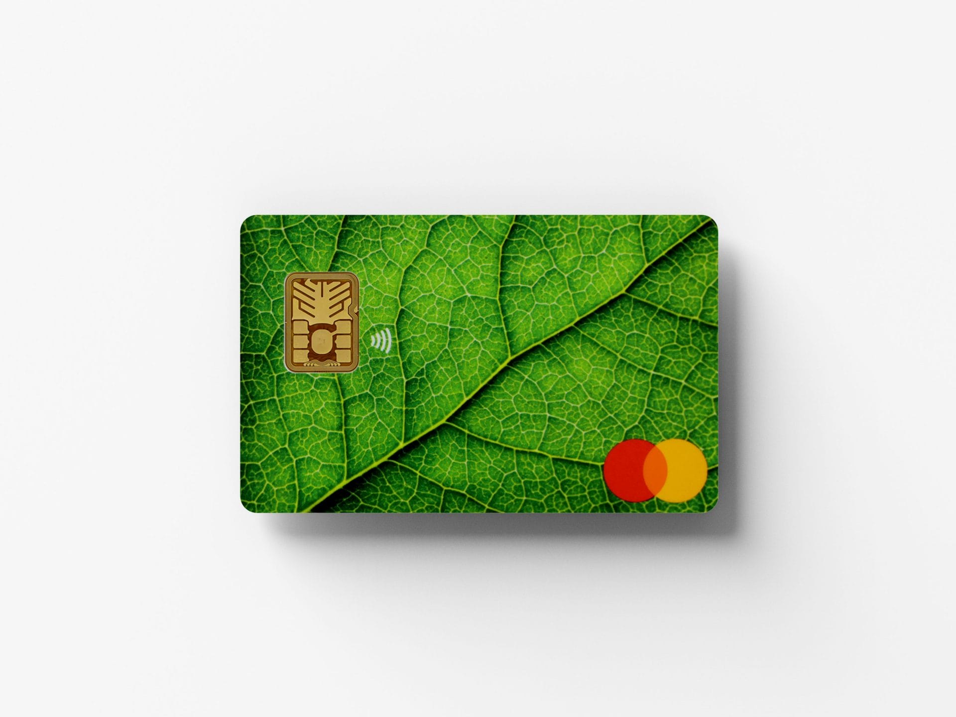 green chip card on white background